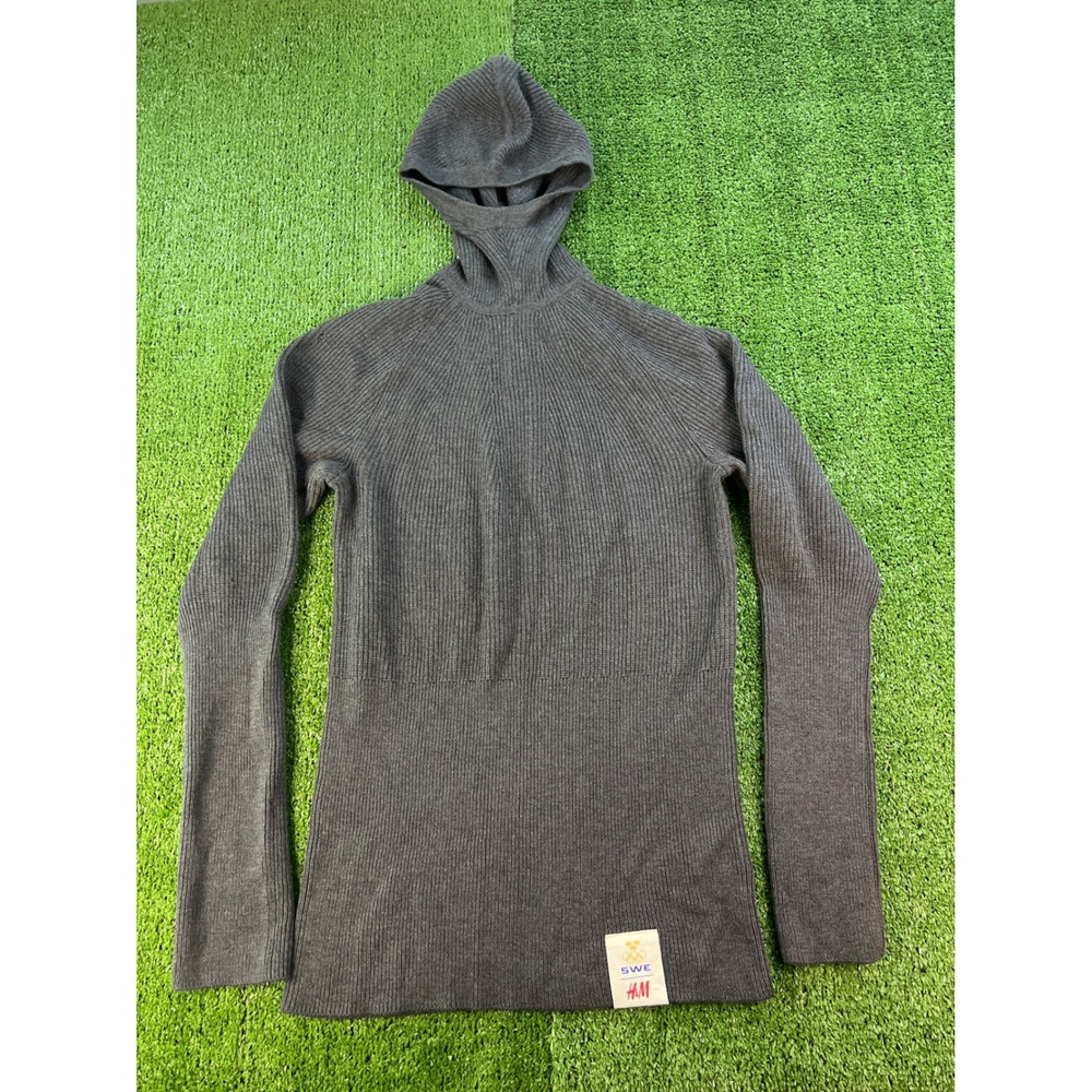H&M Team Sweden Turtleneck Hooded Knit Sweater Mens‎ Long Sleeve Pullover Top MD
